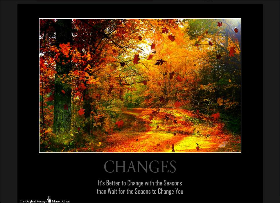 Changes - It's better to change with the seasons than wait for the seasons to change you. Marrett Green